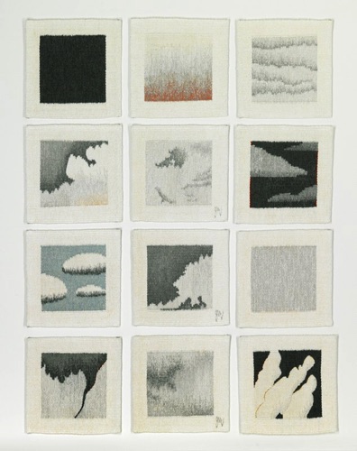 Twelve Clouds
Wool, silk and linen
12”x12” each, 2009