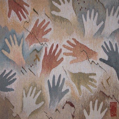 Hands
Wool, silk and linen
30"x30",2004 Hands
Wool, silk and linen
30"x30",2004