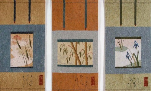 Japanese Scrolls
Wool, silk and linen
36"x18" (each panel), 2004 Japanese Scrolls
Wool, silk and linen
36"x18" (each panel), 2004